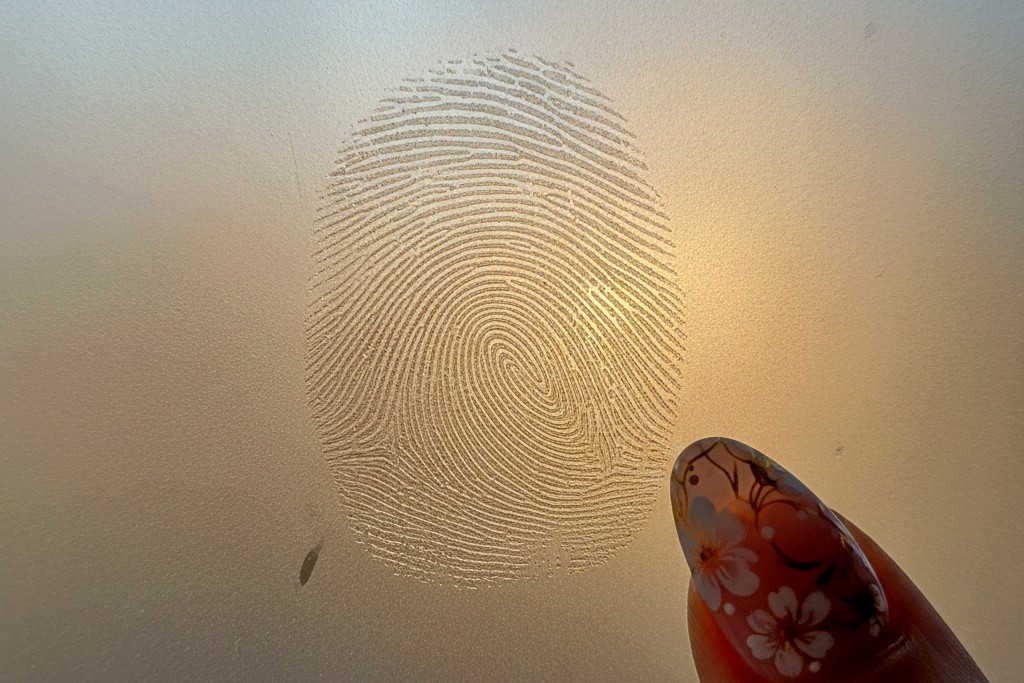 Fingerprint and tip of a woman's finger