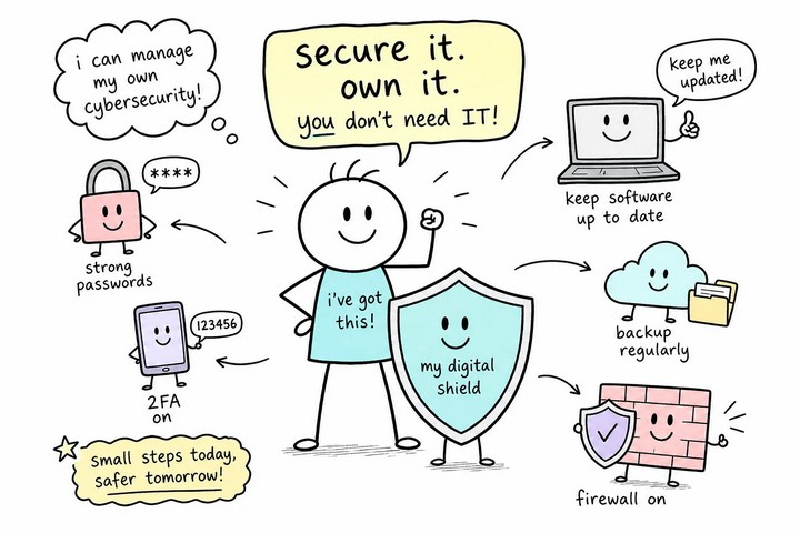 A picture of a proud owner tracking his security actions.